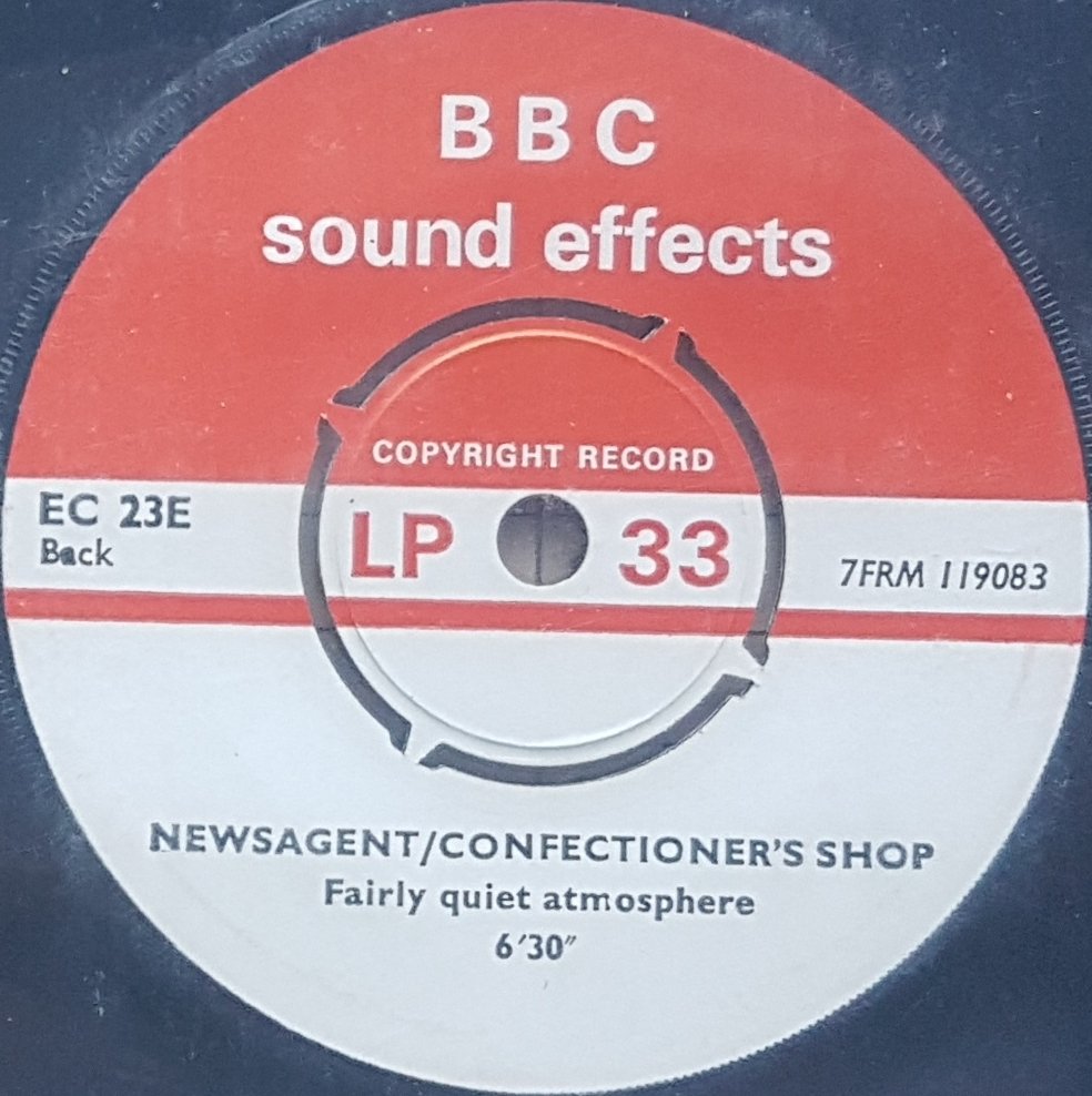 EC 23E Confectioner's shop & Newsagent / Confectioner's shop Not registered from the BBC records and Tapes library Label